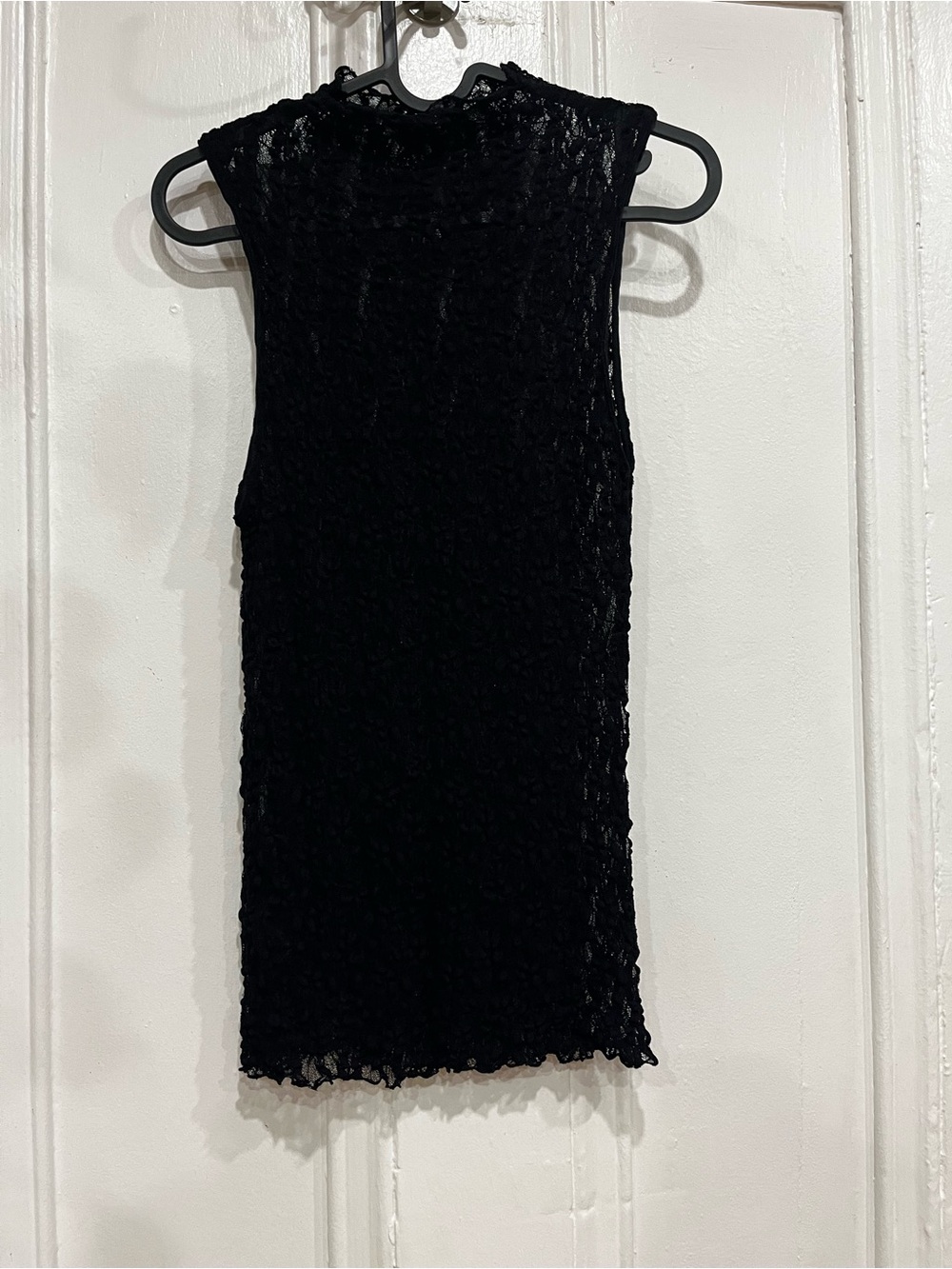 Massimo Dutti Black Sleeveless Lace Shell Top